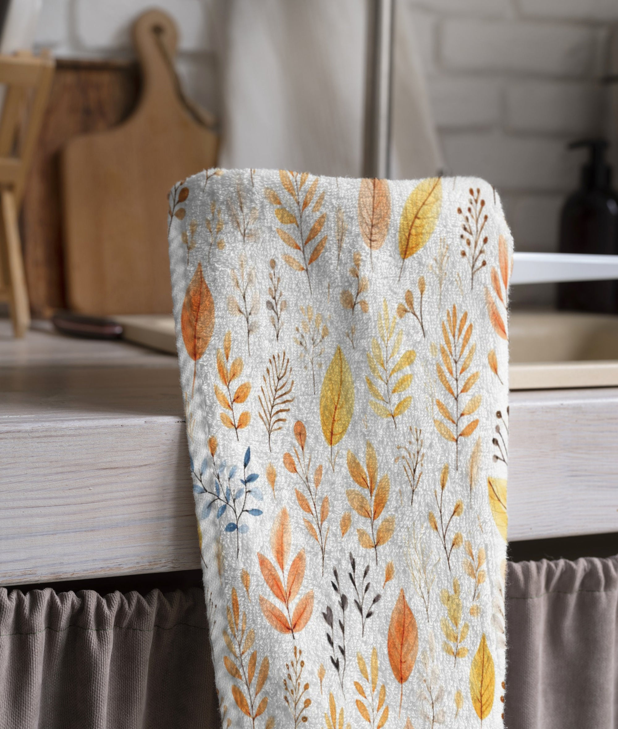 Autumn Leaves Tea Towels, Thanksgiving Tea Towels, Fall Tea Towels, Kitchen Hand Towel, Thanksgiving Kitchen Table Decor Tea Towel