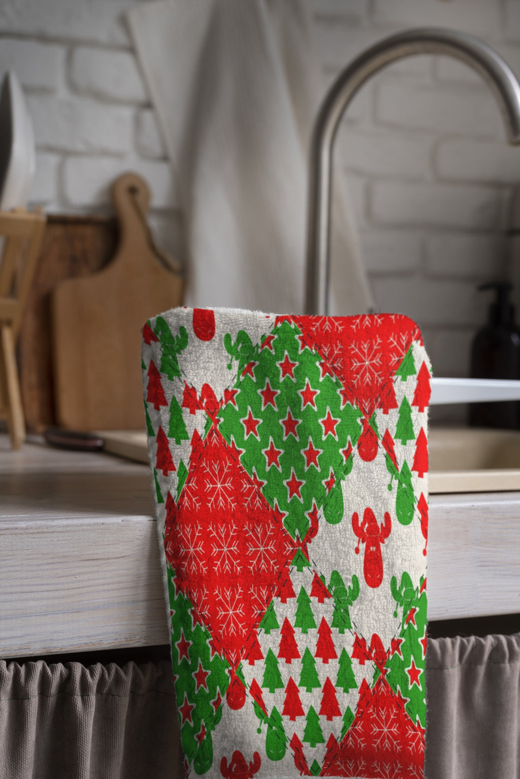 Christmas Tea Towels, Xmas Tea Towel, Christmas Kitchen Towels, Holly Kitchen Hand Towel,  Christmas Kitchen Table Decor Tea Towel