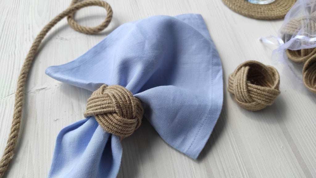 Natural Jute Rope Napkin Rings, Braided Rustic Rope Napkin Ring, Jute Handmade Sailor Knot Napkin Holder, Jute Burlap Napkin Ring