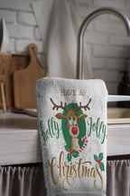 Christmas Tea Towels, Xmas Tea Towel, Christmas Kitchen Towels, Holly Kitchen Hand Towel,  Christmas Kitchen Table Decor Tea Towel