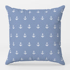 Nautical Pillow Covers, Sailor Anchor Cushion Cover, Beach House Pillow Case, Marine Cushion Cover, Yatch Anchor Throw Pillow Cover