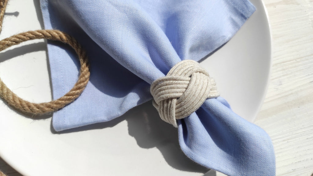 Rustic Rope Napkin Ring, Linen Napkin Rings, Nautical Napkin Rings, Nautical Knot Napkin Rings, Sailors Knot Marine Wedding Table Decor