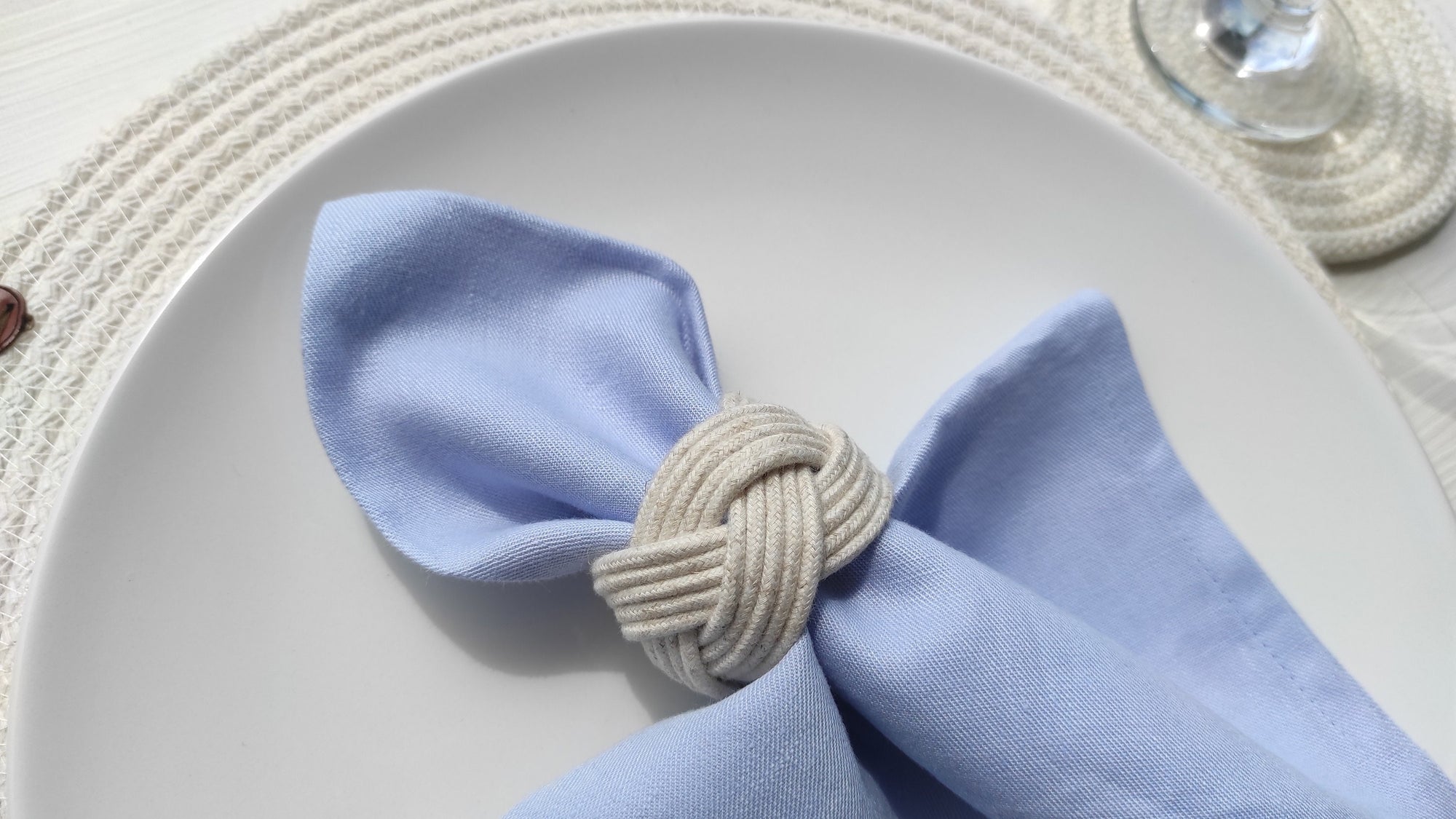 Rustic Rope Napkin Ring, Linen Napkin Rings, Nautical Napkin Rings, Nautical Knot Napkin Rings, Sailors Knot Marine Wedding Table Decor