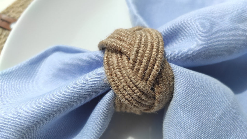 Natural Jute Rope Napkin Rings, Braided Rustic Rope Napkin Ring, Jute Handmade Sailor Knot Napkin Holder, Jute Burlap Napkin Ring