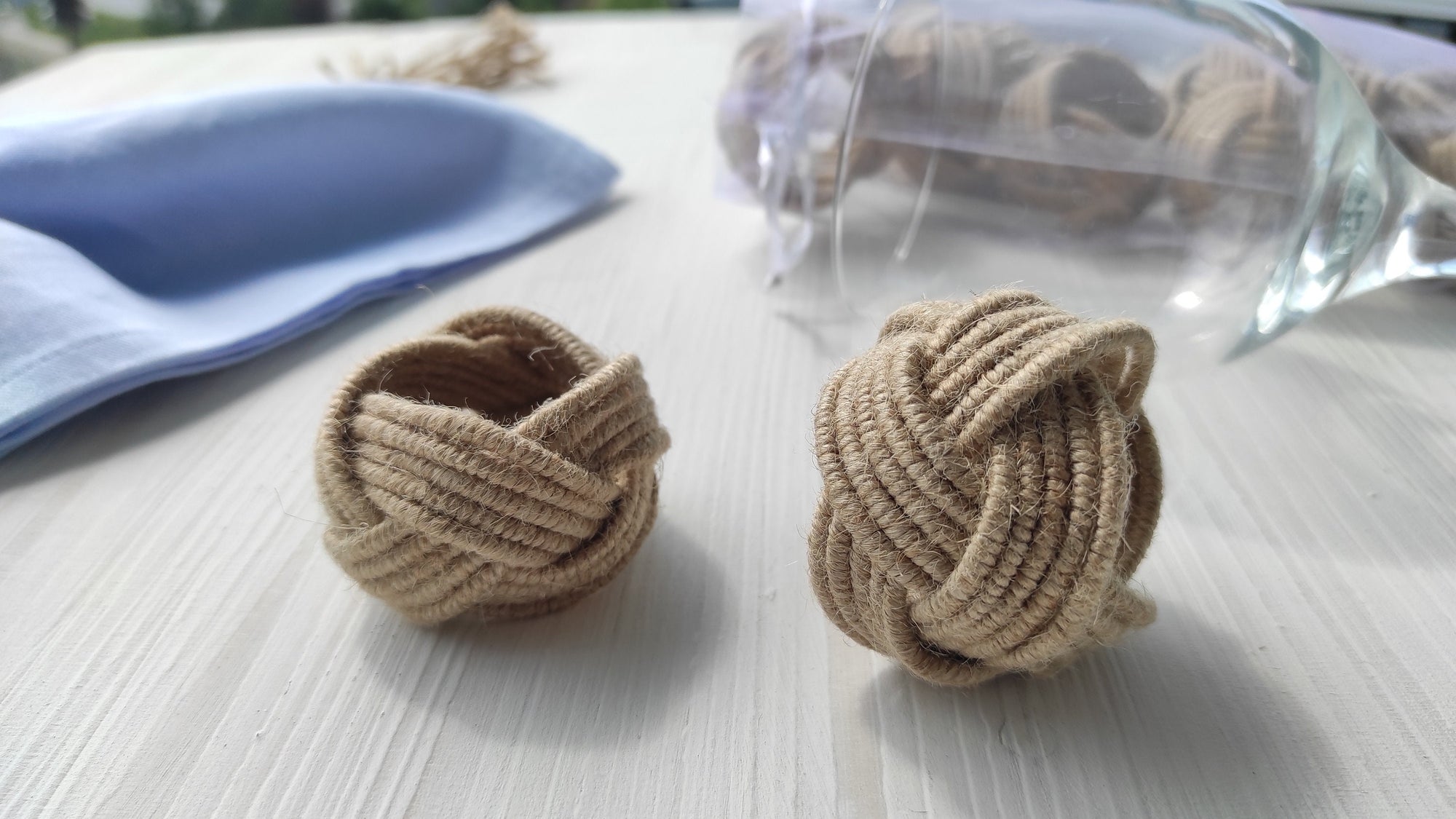 Natural Jute Rope Napkin Rings, Braided Rustic Rope Napkin Ring, Jute Handmade Sailor Knot Napkin Holder, Jute Burlap Napkin Ring