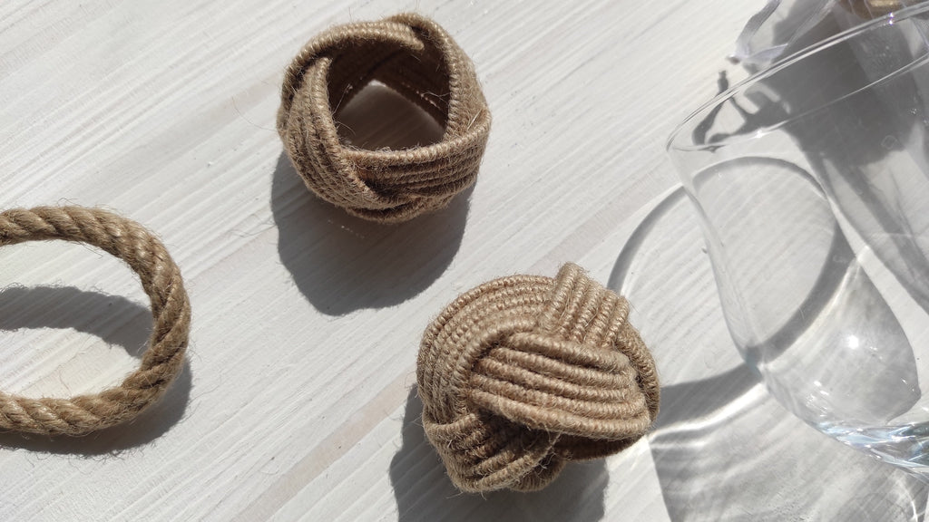 Natural Jute Rope Napkin Rings, Braided Rustic Rope Napkin Ring, Jute Handmade Sailor Knot Napkin Holder, Jute Burlap Napkin Ring