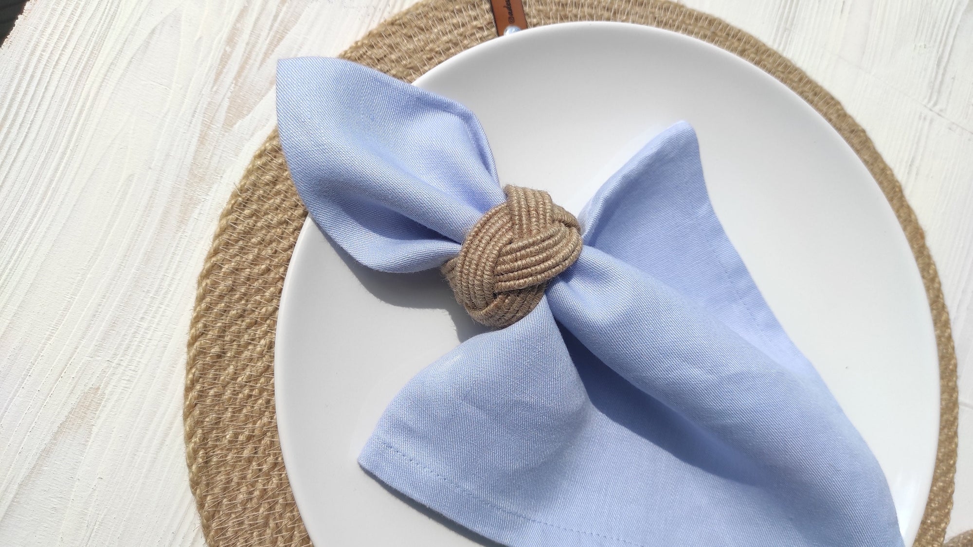 Jute Rope Napkin Ring, Braided Rustic Rope Napkin Ring, Farmhouse Handmade Sailor Knot Napkin Holder, Natural Jute Burlap Napkin Ring