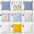 Nautical Pillow Covers, Sailor Anchor Cushion Cover, Beach House Pillow Case, Marine Cushion Cover, Yatch Anchor Throw Pillow Cover