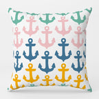 Nautical Pillow Covers, Sailor Anchor Cushion Cover, Beach House Pillow Case, Marine Cushion Cover, Yatch Anchor Throw Pillow Cover