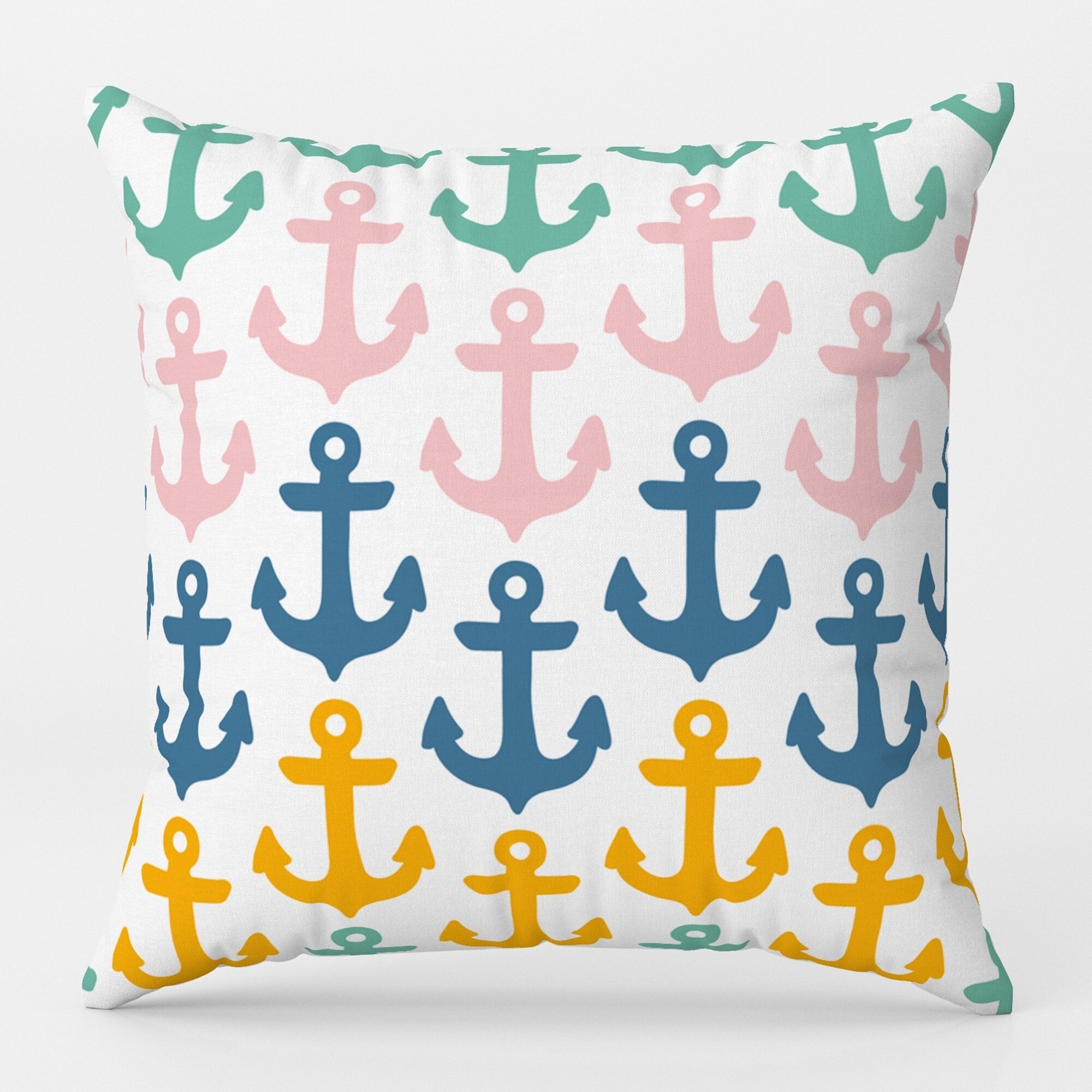 Nautical Pillow Covers, Sailor Anchor Cushion Cover, Beach House Pillow Case, Marine Cushion Cover, Yatch Anchor Throw Pillow Cover