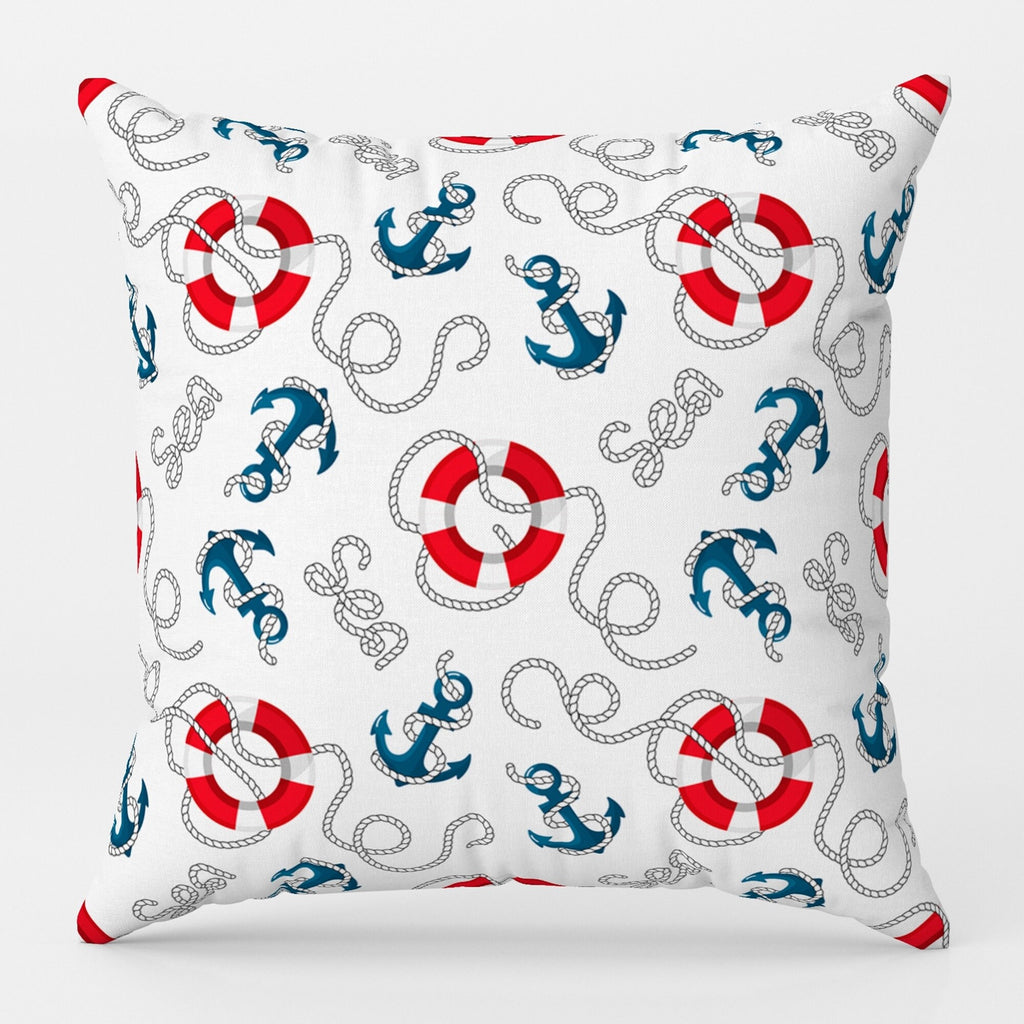 Nautical Pillow Covers, Sailor Anchor Cushion Cover, Beach House Pillow Case, Marine Cushion Cover, Yatch Anchor Throw Pillow Cover