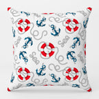 Nautical Pillow Covers, Sailor Anchor Cushion Cover, Beach House Pillow Case, Marine Cushion Cover, Yatch Anchor Throw Pillow Cover