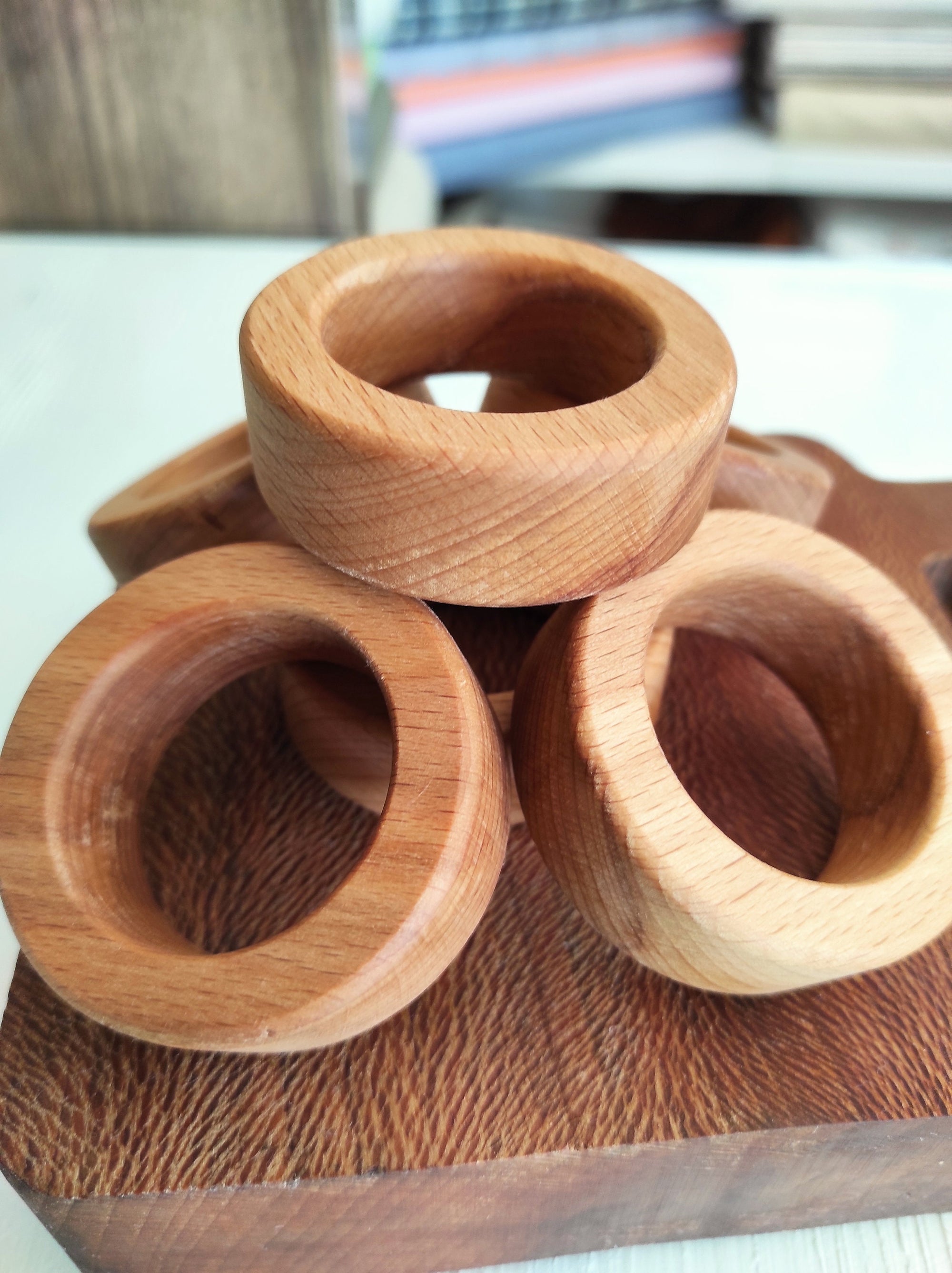Wooden Napkin Ring, Round Wooden Napkin Rings, Wooden Natural Napkin Holder, Handmade Wooden Napkin Rings