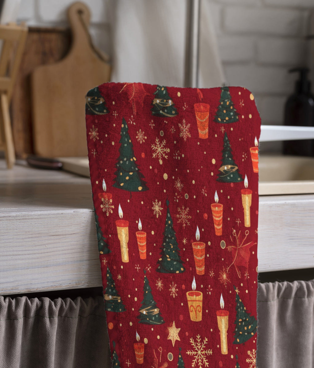 Christmas Plaid Tea Towels, Xmas Dish Towel, Christmas Buffalo Plaid Towel, Holly Kitchen Plaid Hand Towel, Christmas Kitchen Decor Towel