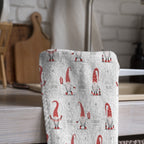 Cute Christmas Tea Towels, Xmas Gnomes Dish Towel, Christmas Cute Gnome Dish Towel, Holly Gnome Hand Towel, Christmas Kitchen Towel