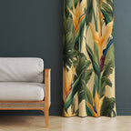 Botanical Window Curtains, Exotic Flowers Curtains, Tropical Leaves Curtain, Tropical Flowers Print Curtains, Botanical Drapes