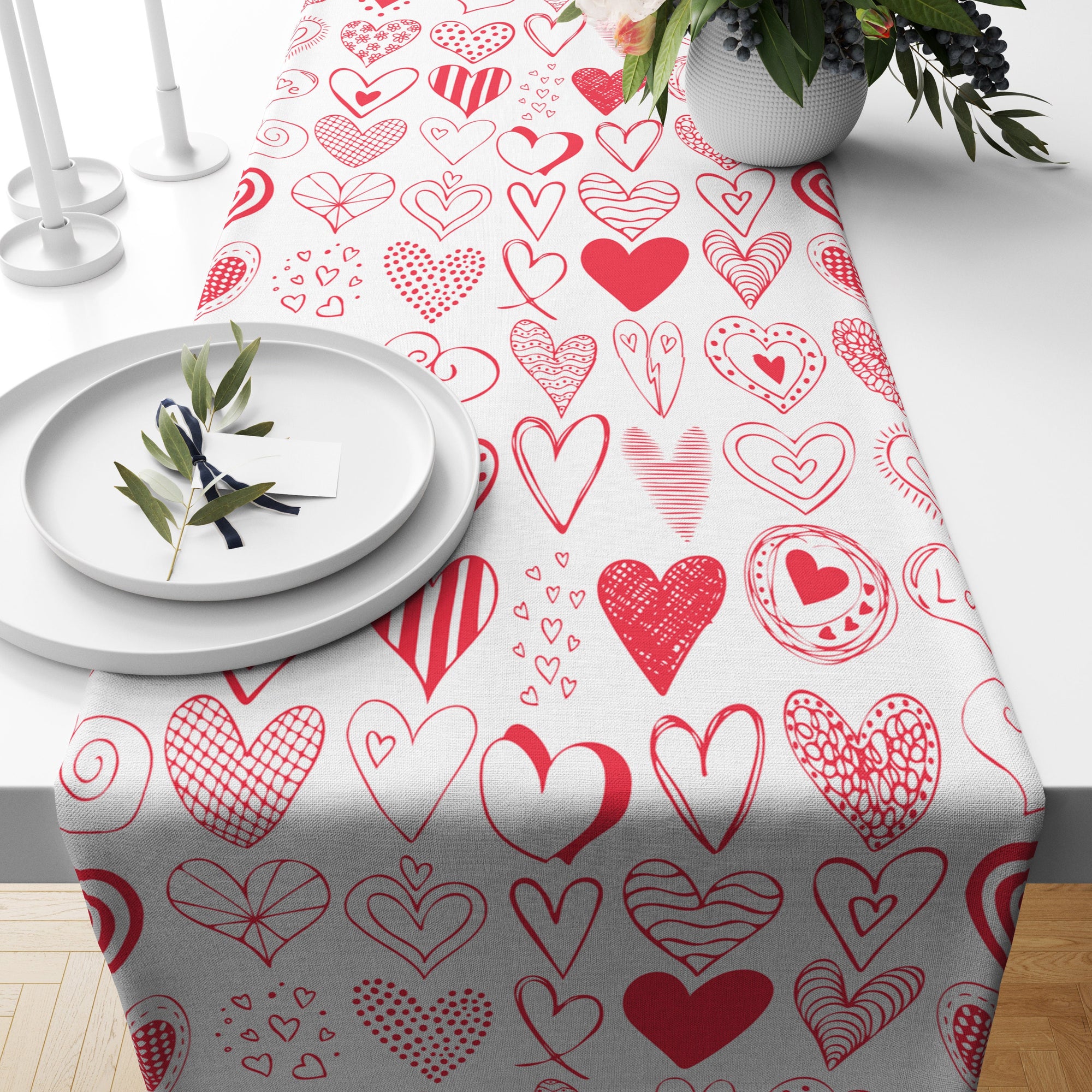Valentine's Day Table Runner, Valentine's Day Table Decoration, Valentine's Day Gift, Red Heart Runners, Love Table Decor, Valentine's Table