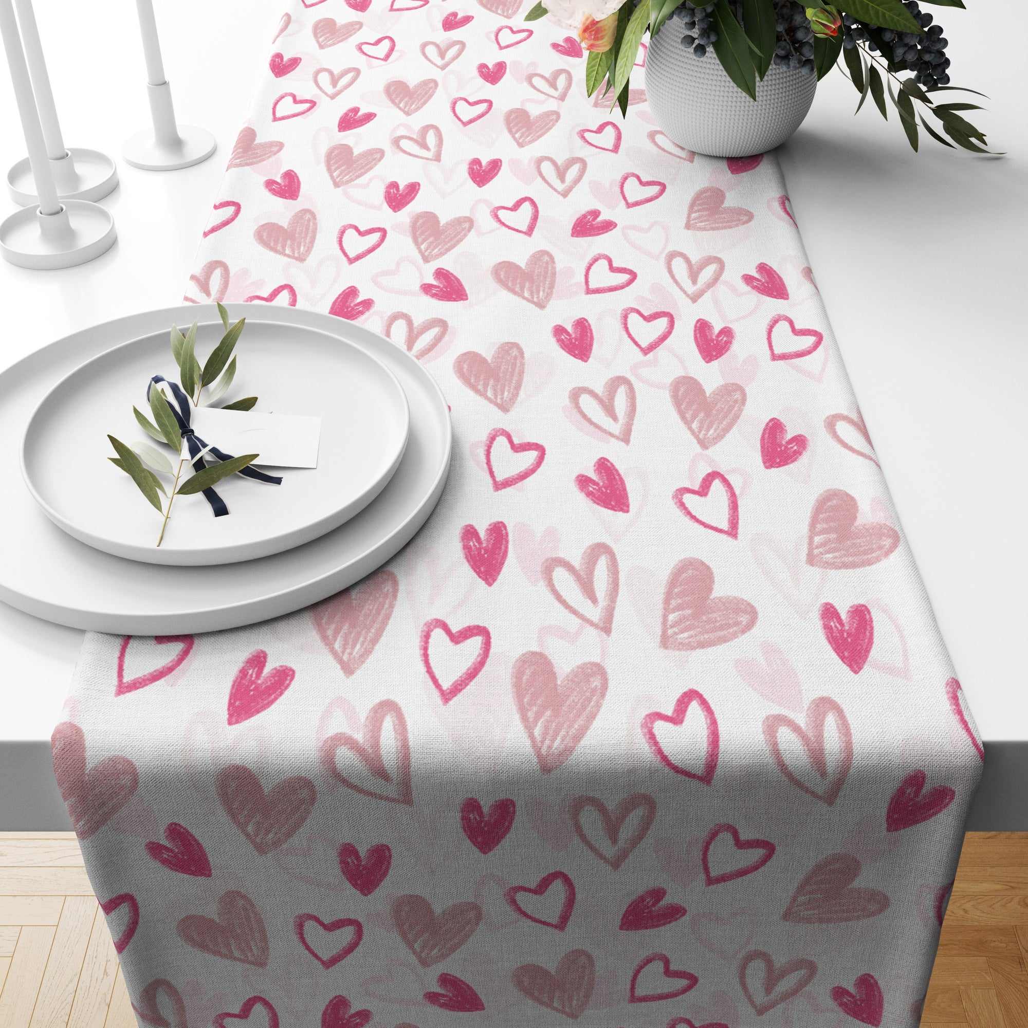 Valentine's Day Table Runner, Valentine's Day Table Decoration, Valentine's Day Gift, Red Heart Runners, Love Table Decor, Valentine's Table
