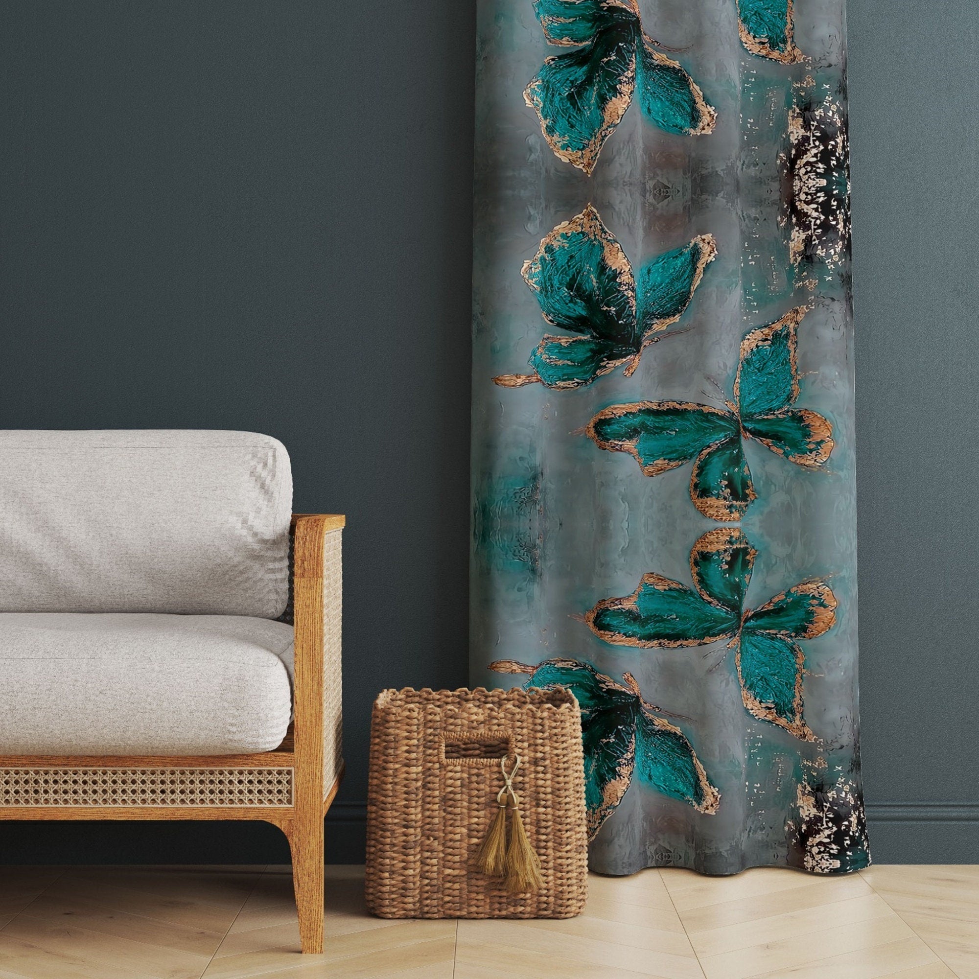 Botanical Window Curtains, Exotic Flowers Curtains, Tropical Leaves Curtain, Tropical Flowers Print Curtains, Botanical Drapes