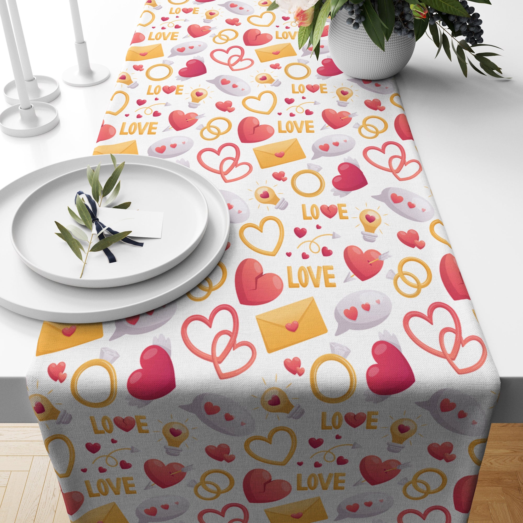 Valentine's Day Table Runner, Valentine's Day Table Decoration, Valentine's Day Gift, Red Heart Runners, Love Table Decor, Valentine's Table