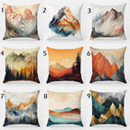 Landscape Abstract Pillow Cover, Pine Forest Mountains Throw Pillow Cover, Landscape Pillowcase, Landscape Mountains Home Decor