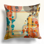 Retro Geometric Throw Pillow Covers, Mid Century Modern Bauhaus Cushion Covers, Abstract Square Circle Pattern Home Decor