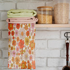 Retro Floral Tea Towels, Retro Flowers Dish Towel, 70s Flowers Tea Towels, Mid Century Modern Hand Towel, Retro Kitchen Towels