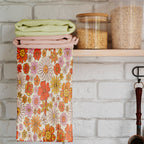 Retro Tea Towels, Retro Flowers Dish Towel, 70s Flowers Tea Towels, Mid Century Modern Hand Towel, Retro Kitchen Towels