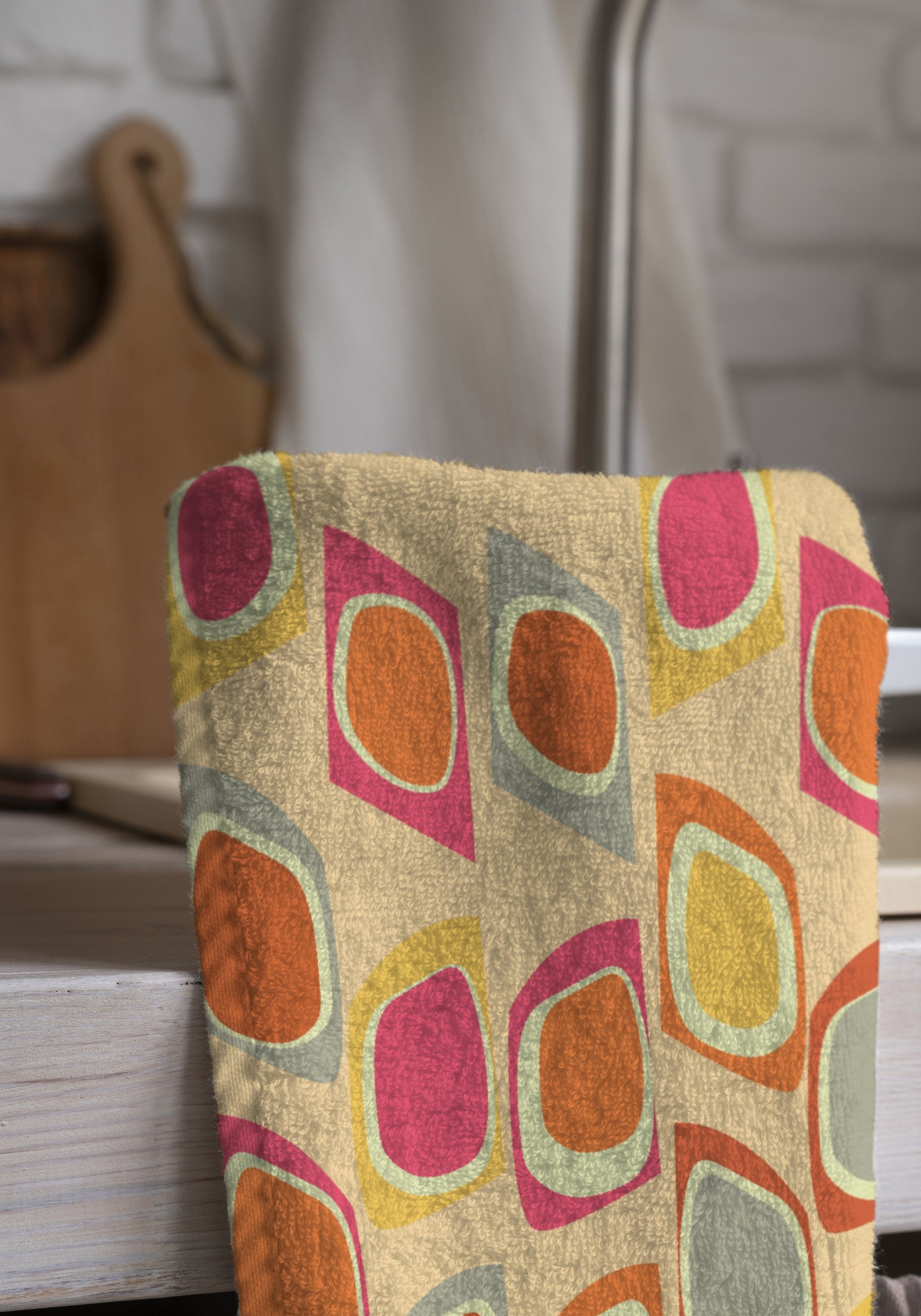 Retro Tea Towels, Retro Mcm Dish Towel, 70s Flowers Tea Towels, Mid Century Modern Hand Towel, Retro Kitchen Towels