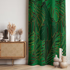 Green Tropical Curtains, Botanical Style Print Curtain Panel, Palm Tree Leaves Printed Window Curtain, Exotic Plants Drapes Panel
