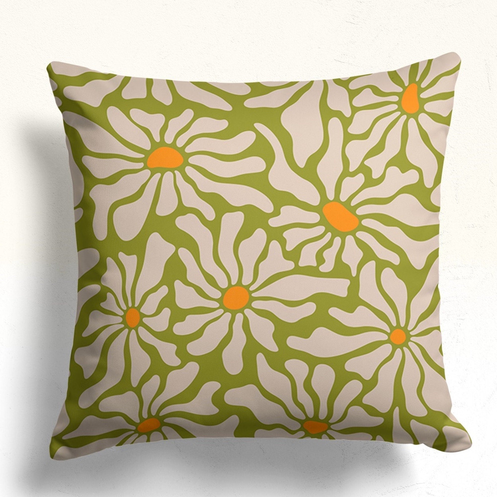 Retro Flowers Throw Pillow Cover, 70s Floral Pillow Cover, Mid Century Flowers Cushion Cover, Retro Pillowcase, 70's Cushion Cover