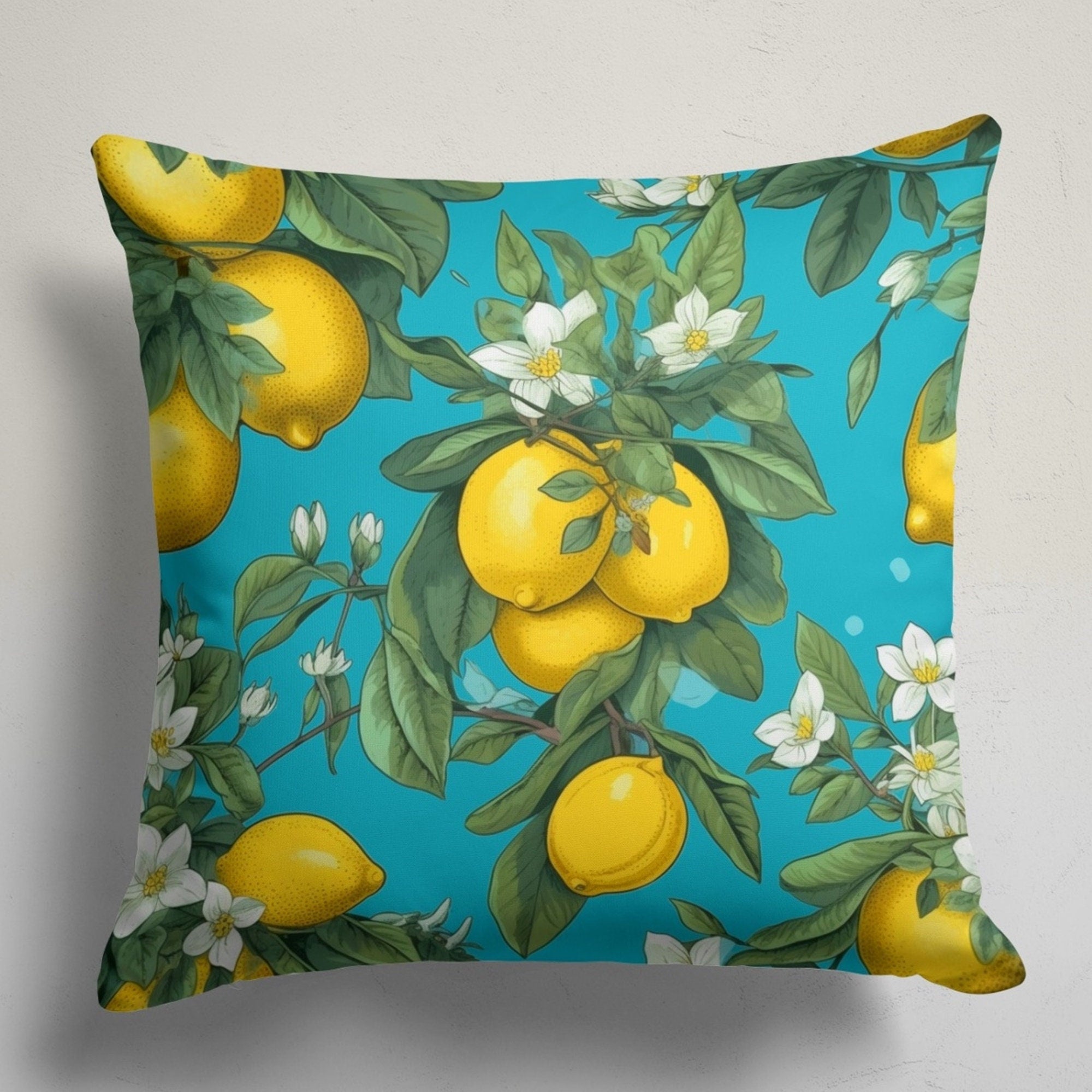 Lemon Throw Pillow Cover, Lemon Cushion Cover, Farmhouse Lemon Pillow Covers, Lemon Citrus Fruits PillowCase, Lemon Home Decor