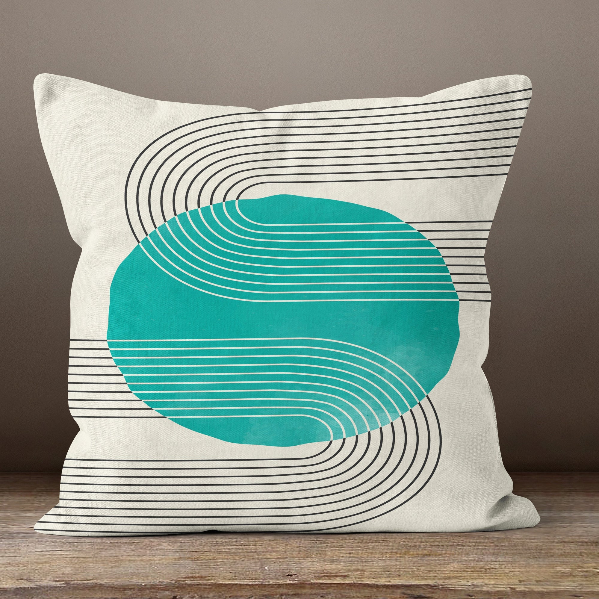 Mid Century Modern Pillow Covers, Geometric Line Art Cushion Covers, Abstract Circle Accent Pillowcases, Minimalist Throw Pillow Cover