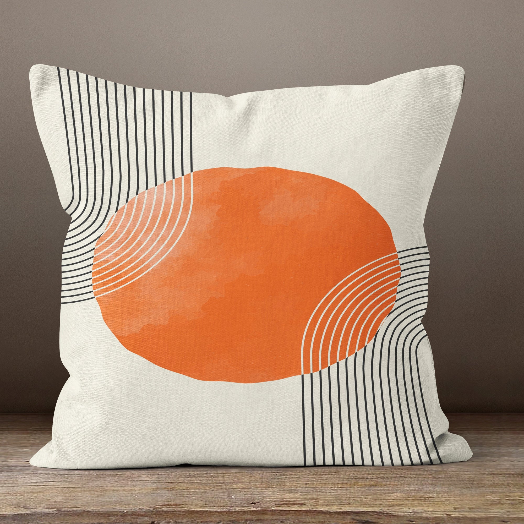 Mid Century Modern Pillow Covers, Geometric Line Art Cushion Covers, Abstract Circle Accent Pillowcases, Minimalist Throw Pillow Cover