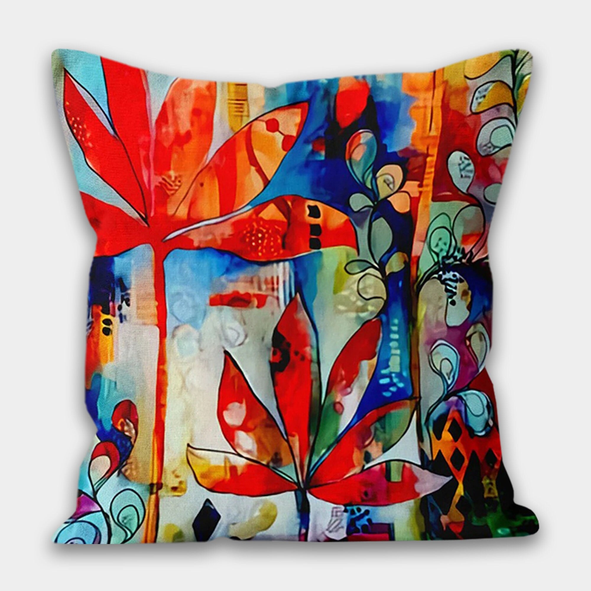 Colorful Flowers Print Pillow Cover, Vivid Floral Throw Pillow Covers, Floral Pillowcase, Floral Cushion Covers