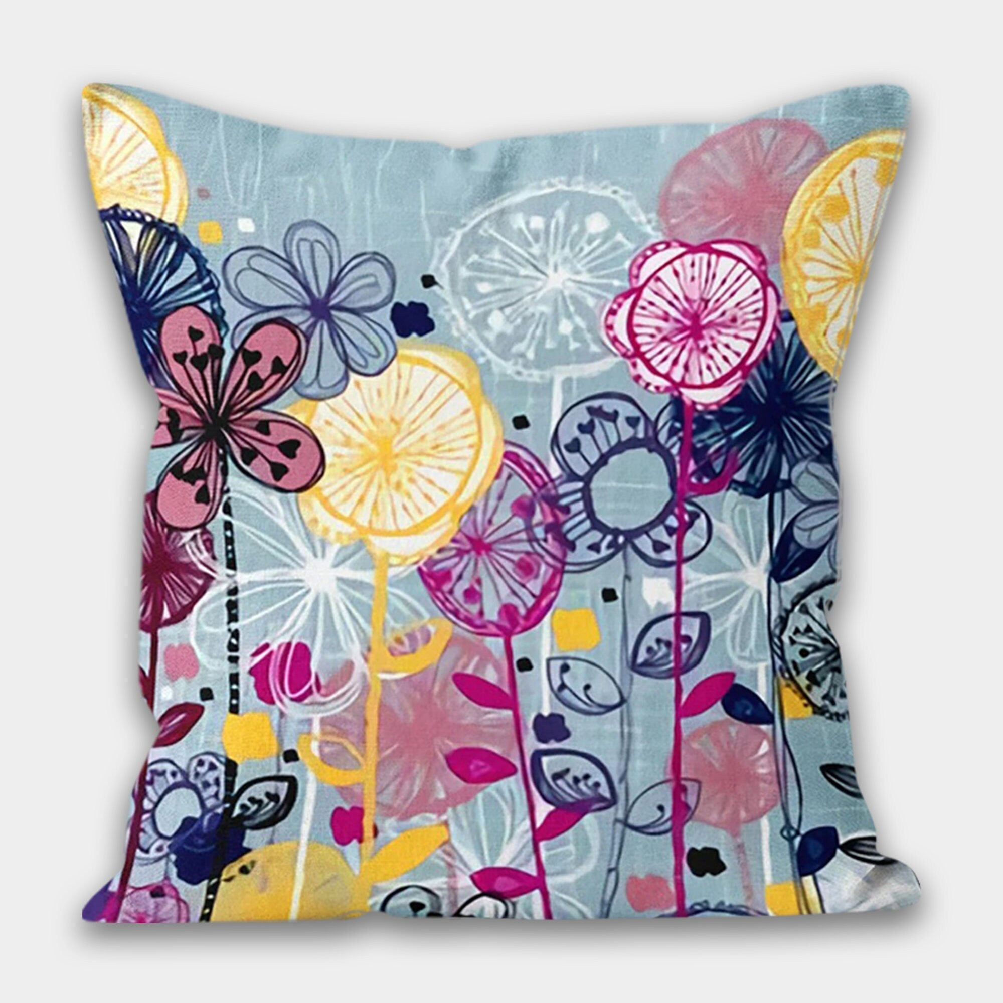 Colorful Flowers Print Pillow Cover, Vivid Floral Throw Pillow Covers, Floral Pillowcase, Floral Cushion Covers