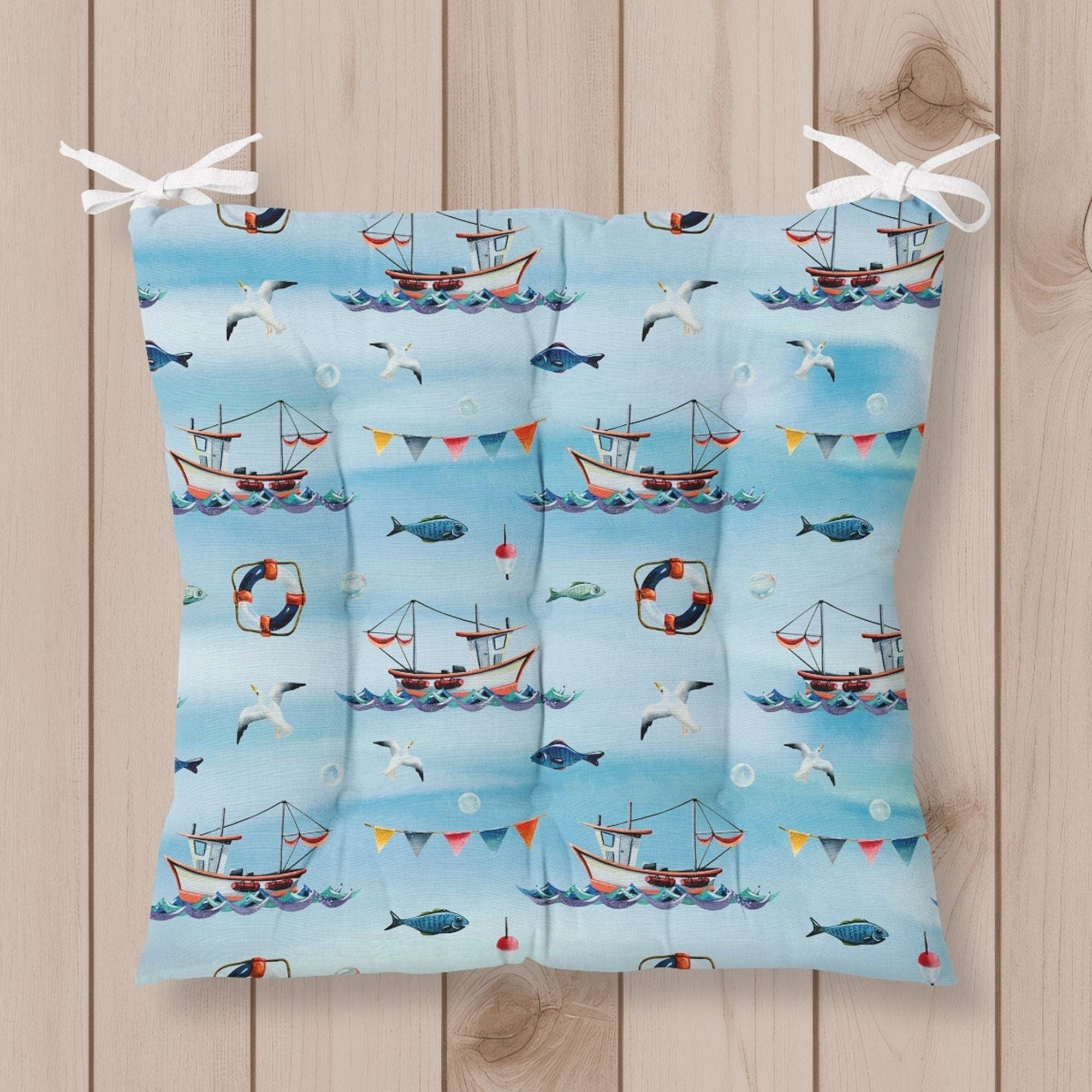 Summer Themed Chair Pad, Costal Outdoor Chair Cushion, Palm Trees Bench Cushion, Beach Design Chair Pads, Waterproof Chair Pads