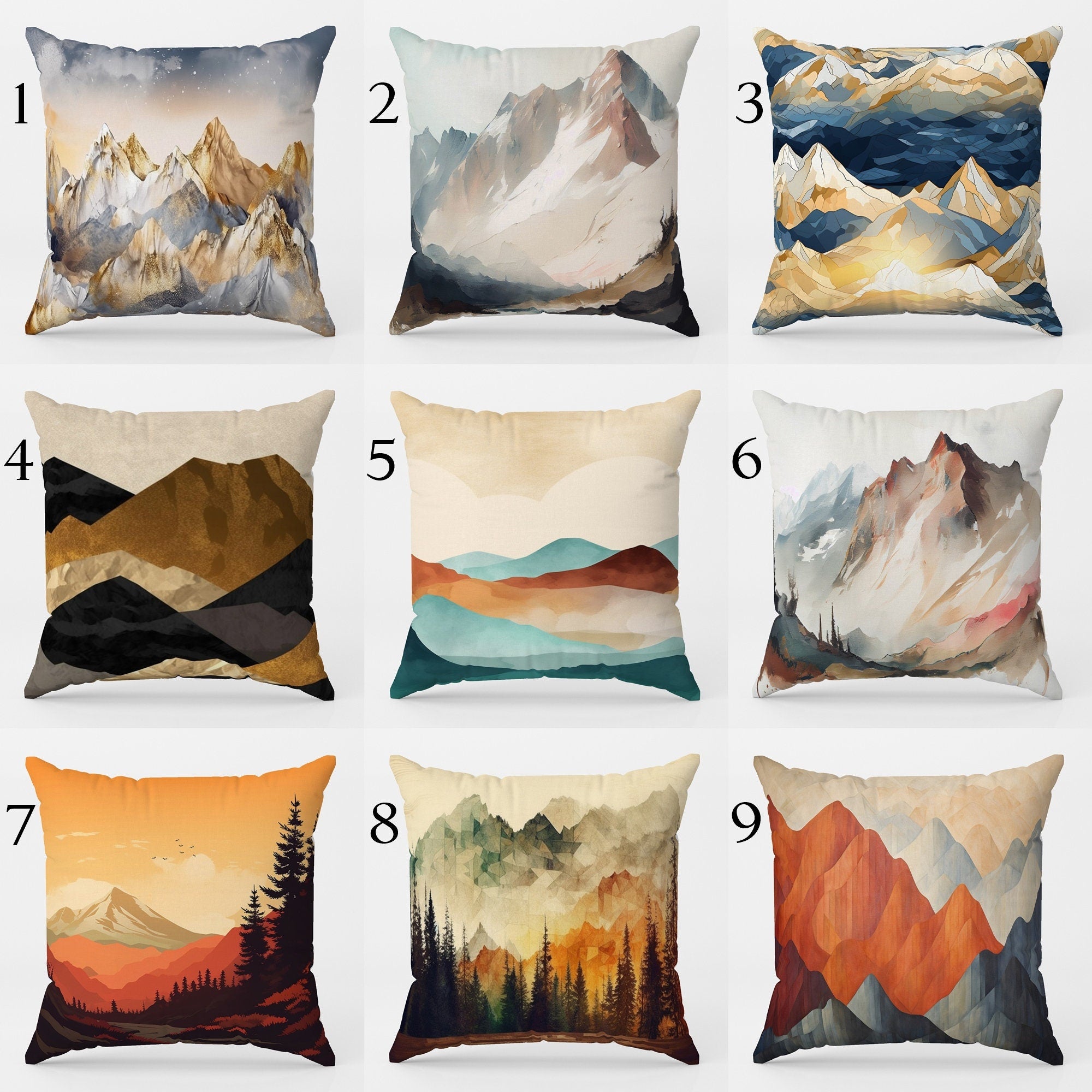 Landscape Pillow Covers, Abstract Mountain Pillow Case, Landscape Cushion Cover, Mountains Throw Pillow Cover, Abstract Landscape Pillowcase