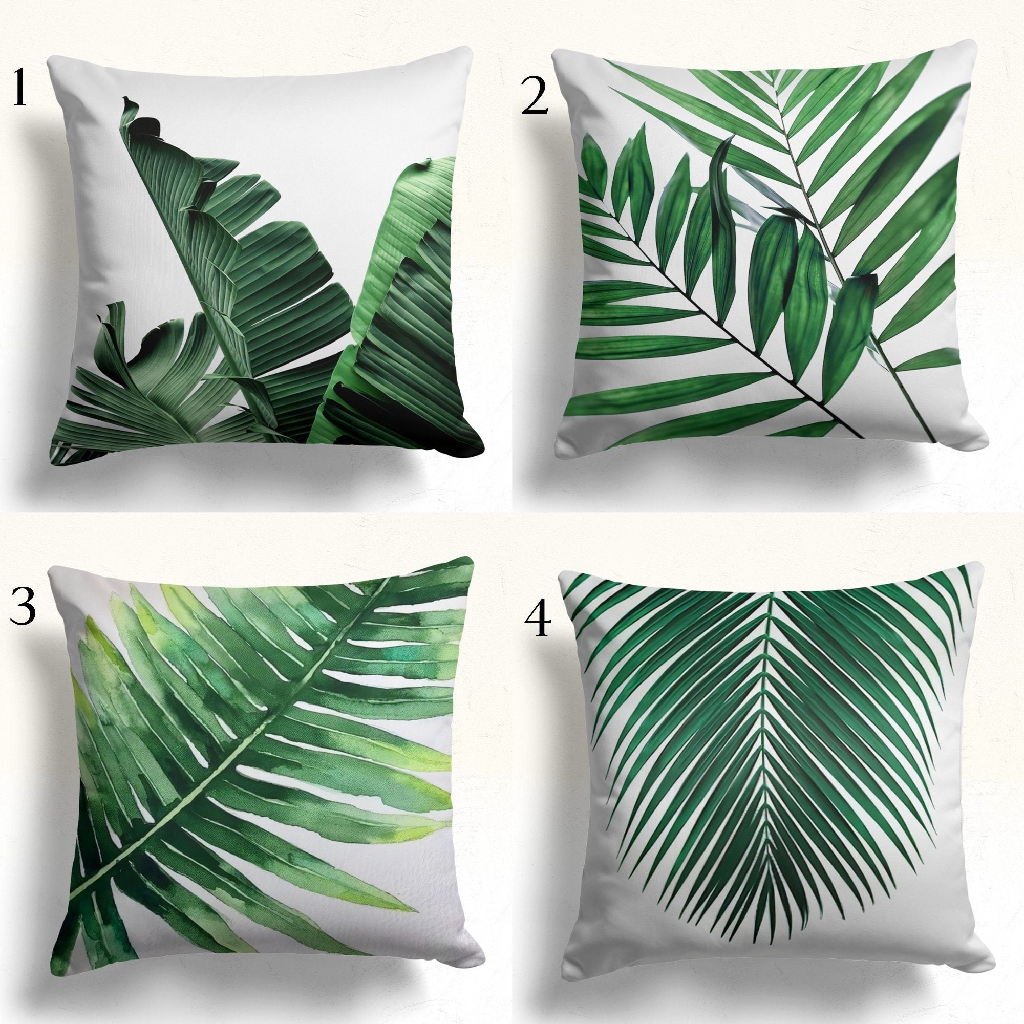 Green Tropical Leaves Pillow Covers, Palm Leaves Cushion Case, Exotic Green Floral Throw Pillow Cover, Tropical Leaf Pillowcase