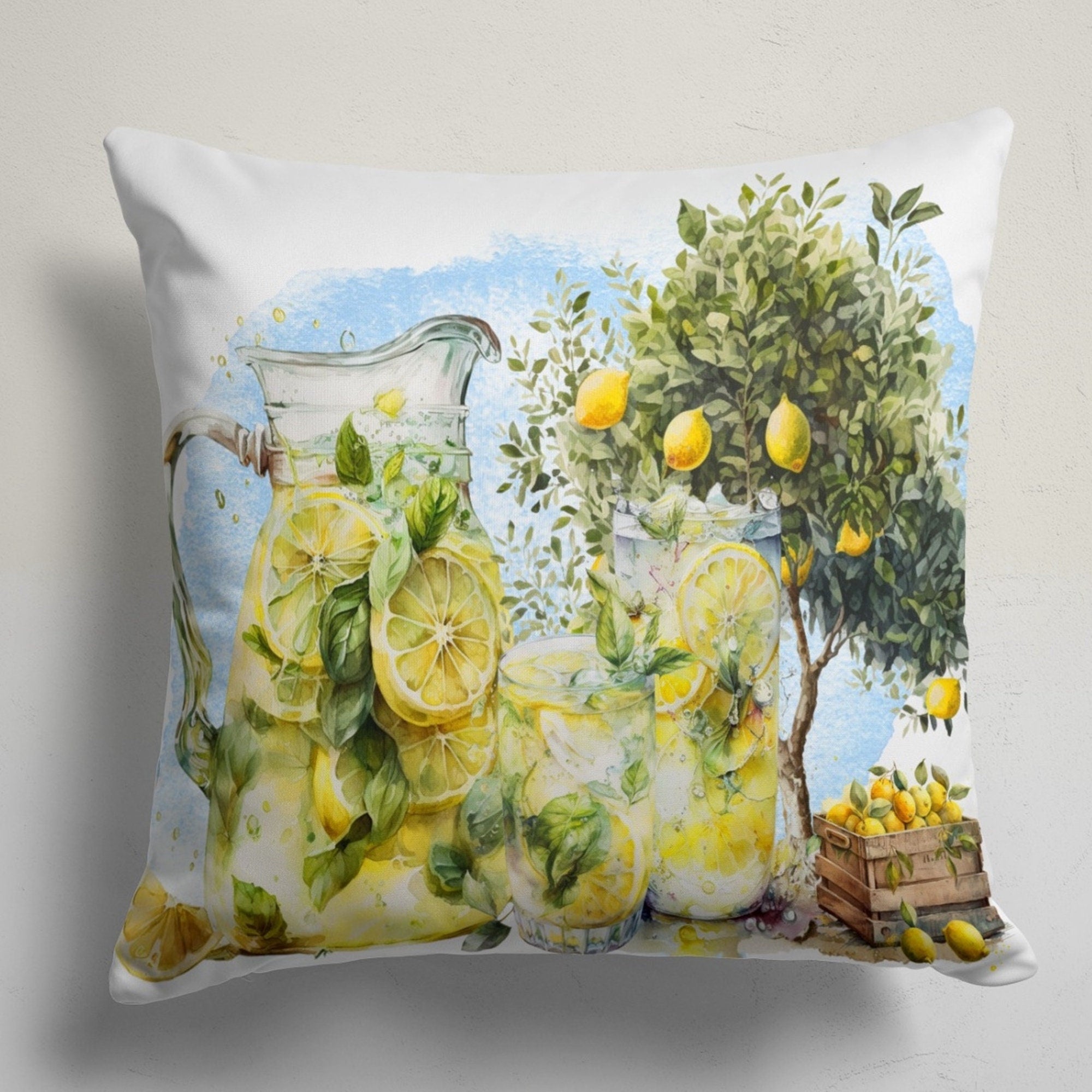 Lemon Throw Pillow Cover, Lemon Cushion Cover, Farmhouse Lemon Pillow Covers, Lemon Citrus Fruits PillowCase, Lemon Home Decor
