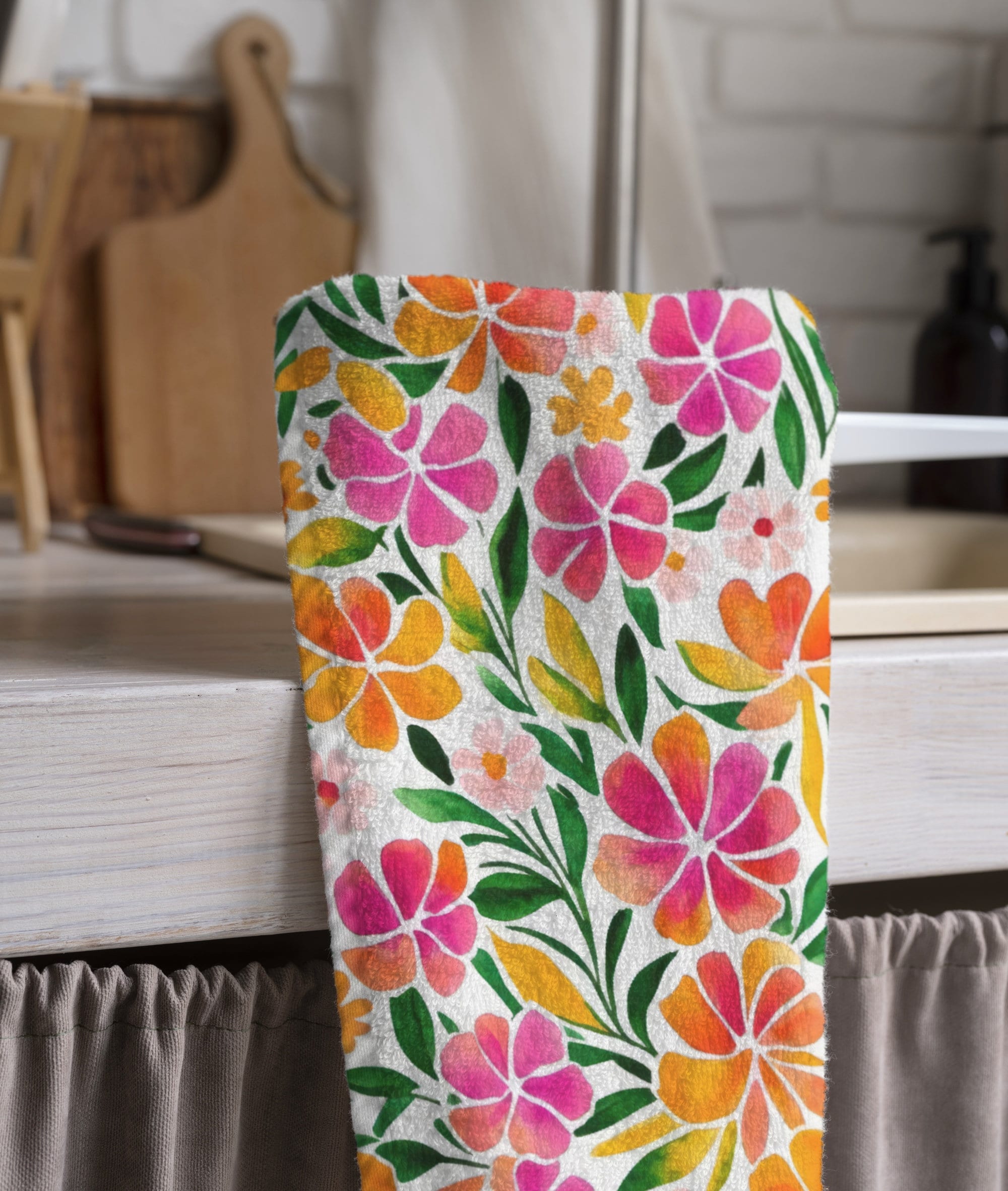 Floral Tea Towels, Flowers Dish Towel, Spring Flowers Towel, Wildflowers Hand Towel, Wildflowers Kitchen Towel