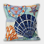Ocean Throw Pillow Cover, Coastal Pillowcase, Nautical Printed Throw Pillow Case, Sea Turtles Cushion Cover, Sea Horse Starfish Pillow Case