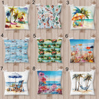 Summer Themed Chair Pad, Costal Outdoor Chair Cushion, Palm Trees Bench Cushion, Beach Design Chair Pads, Waterproof Chair Pads