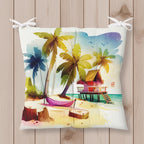 Summer Themed Chair Pad, Costal Outdoor Chair Cushion, Palm Trees Bench Cushion, Beach Design Chair Pads, Waterproof Chair Pads