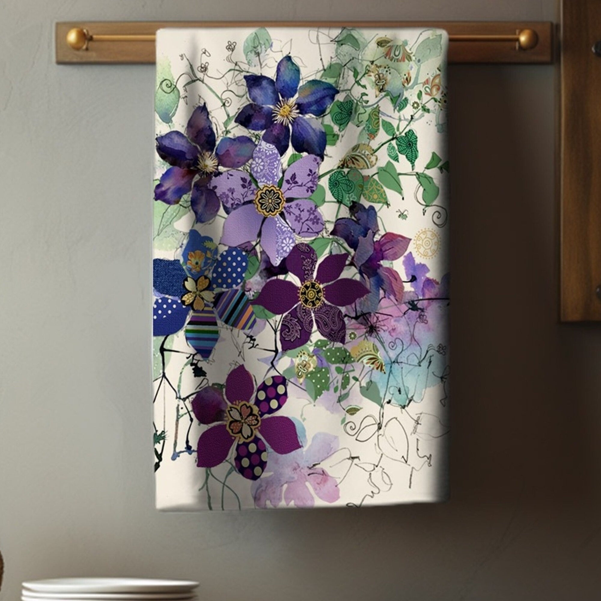 Floral Tea Towels, Flowers Dish Towel, Spring Flowers Towel, Flowers Hand Towel, Floral Print Kitchen Towels