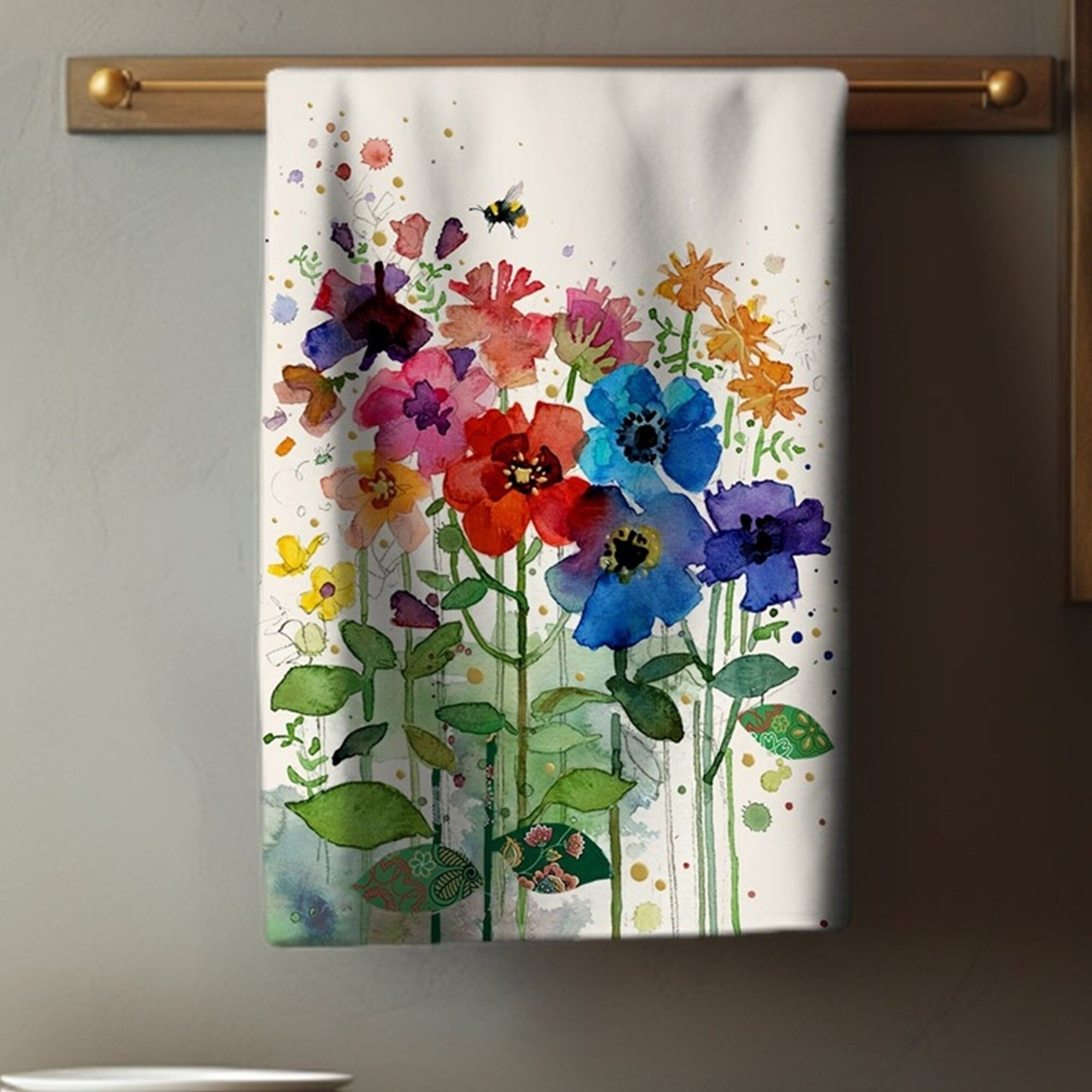 Floral Tea Towels, Flowers Dish Towel, Spring Flowers Towel, Flowers Hand Towel, Floral Print Kitchen Towels