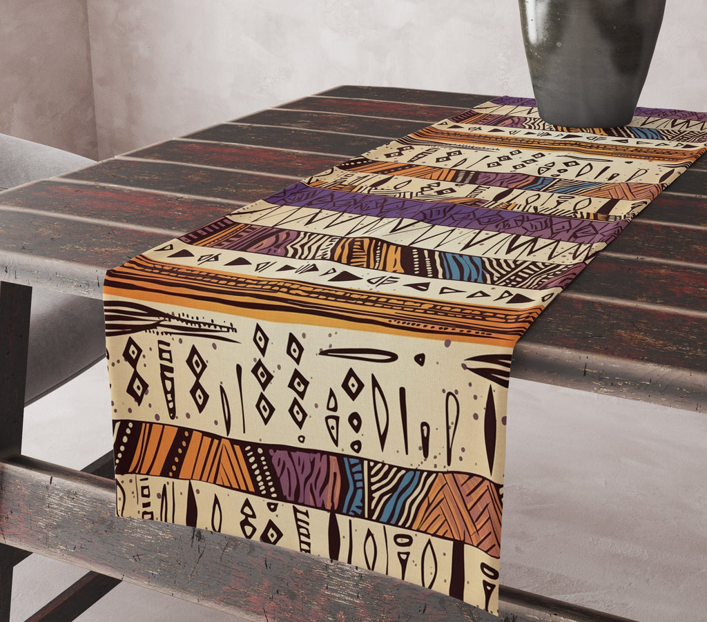 Ethnic Mudcloth Table Runner, Terracotta Southwestern Table Runner, African Mudcloth Tribal Table Runner, Ethnic African Table Runners
