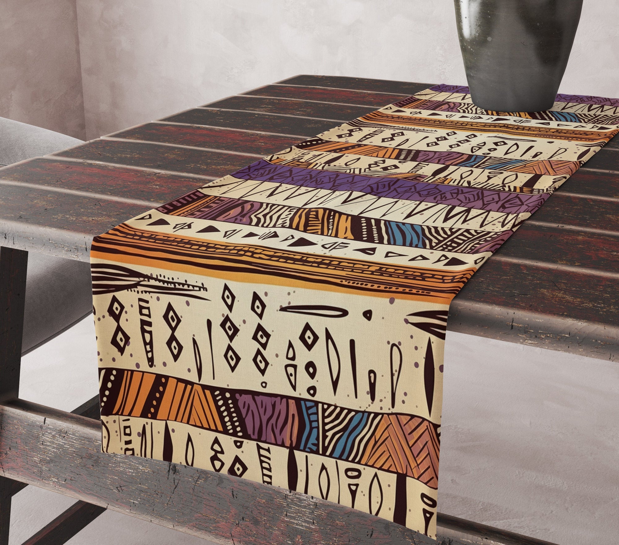Ethnic Mudcloth Table Runner, Terracotta Southwestern Table Runner, African Mudcloth Tribal Table Runner, Ethnic African Table Runners