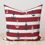 Nautical Anchor Pillow Cover, Coastal Striped Cushion Covers, Maritime Beach House Decor Pillow Covers, Sailor Theme Throw Pillowcase