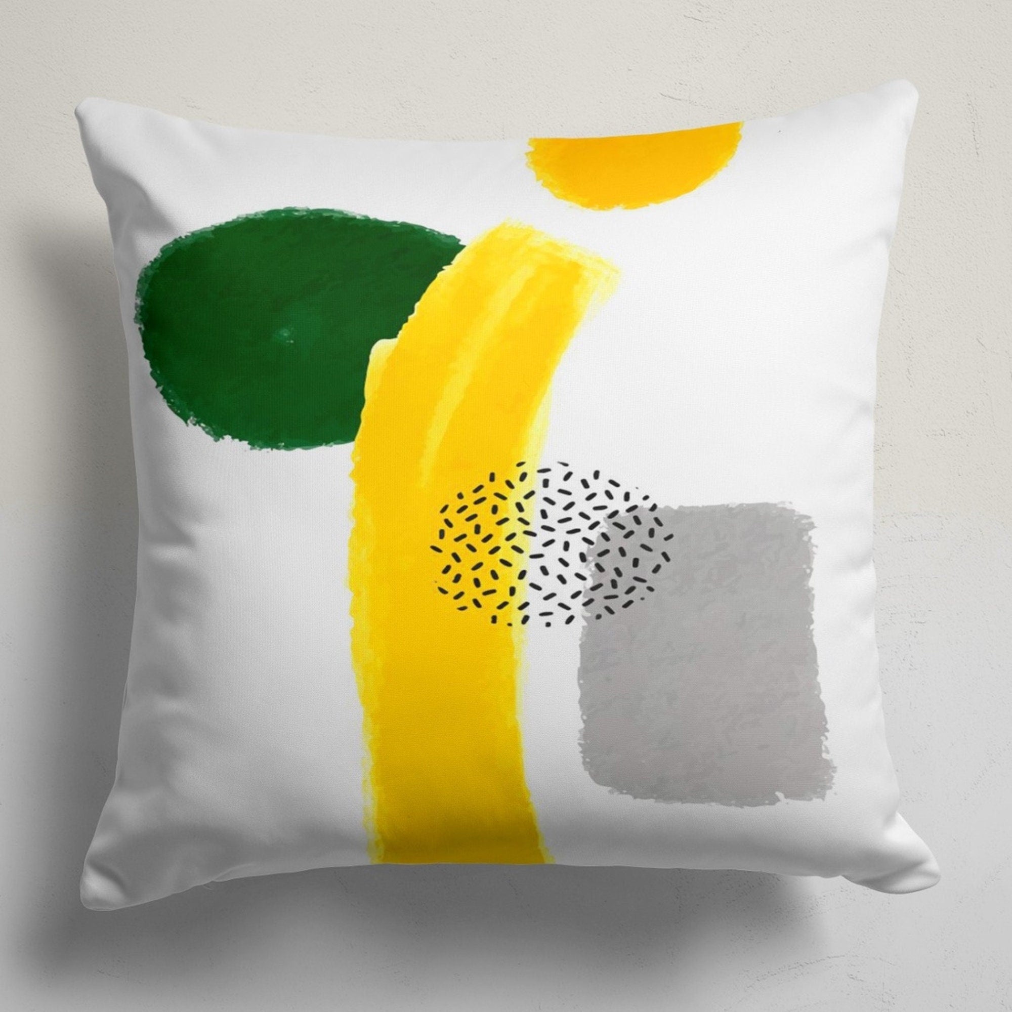 Modern Abstract Throw Pillow Cover, Modern Brushstroke Pillow Covers, Yellow Green Art Cushion Covers, Artistic Minimalist Pillowcase